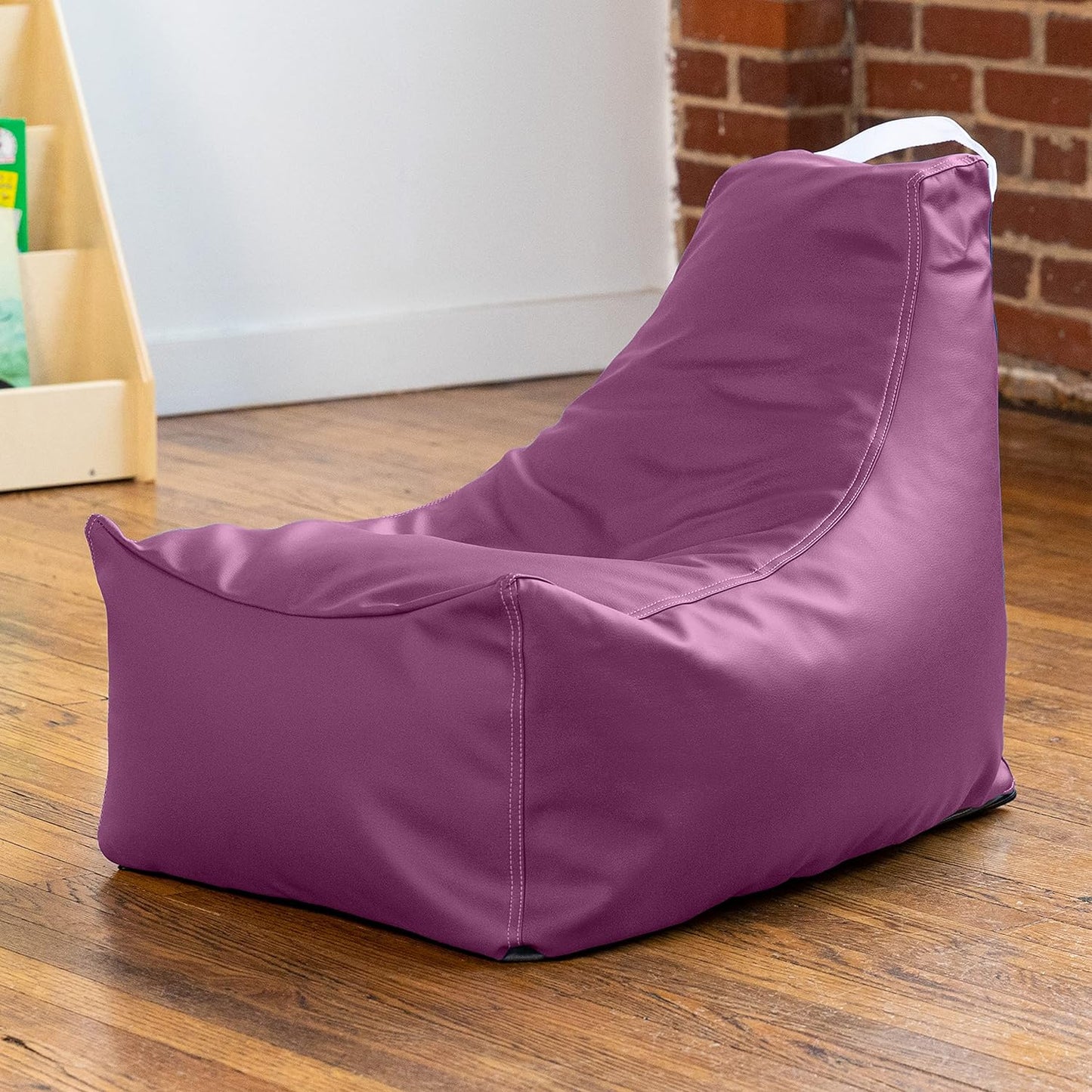 Juniper Jr Kids Classroom Bean Bag Chair, Premium Vinyl, Purple