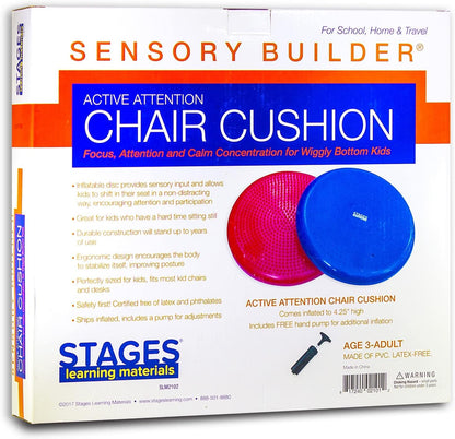 Sensory Builder Active Attention Chair Cushion for Wiggly Bottom Kids Seat, Red, 13" X 2.5