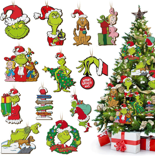 Christmas Tree Decorations, 24Pcs Unique Wooden Christmas Hangings Ornaments for Christmas Tree Topper, 2024 New Xmastree Decor Gift for Indoors Home Party Decor