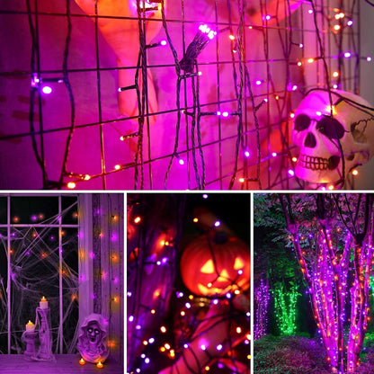 300 LED Purple Halloween Lights, 99FT Connectable 8 Lighting Modes Plug in Fairy Lights, Waterproof for Outdoor, Halloween Christmas Wedding Party Garden Decorations (Purple