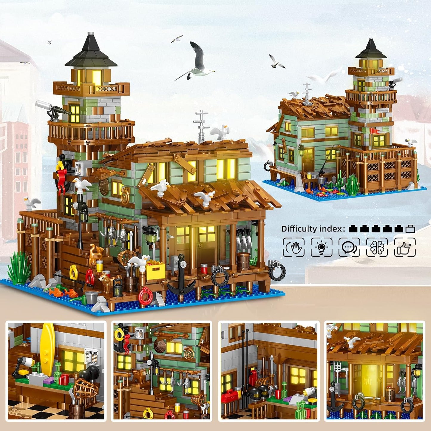 Idea Tree House Bricks Model Toys Set, Forest House Building Blocks Street View Sets, for Adults Ages 14+ Tree House Display 4761 Pcs（Not Compatible with Lego Set ）