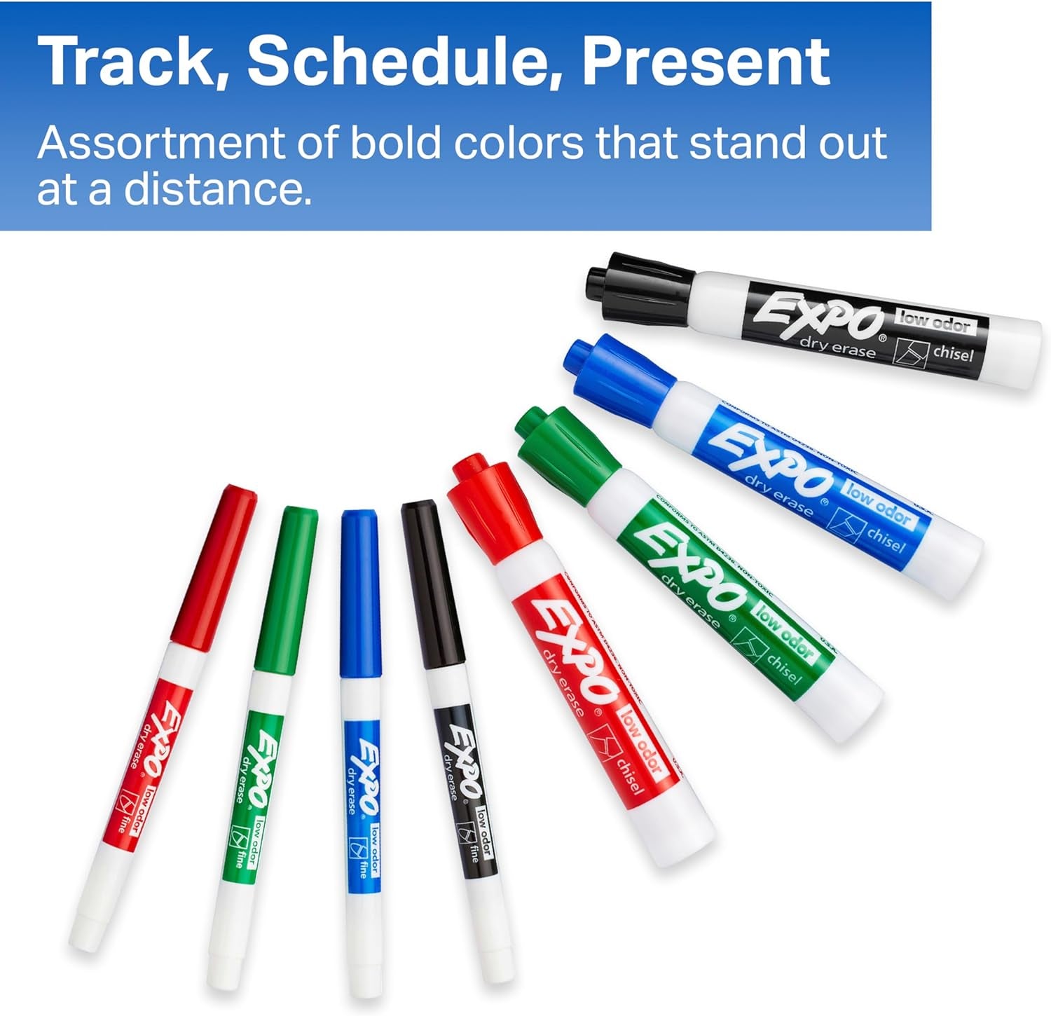 Dry Erase Markers Set, Mixed Tip White Board Markers with White Board Eraser, Assorted Colors, 11 Count