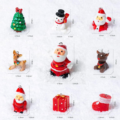 30PCS 3D Mini Christmas Ornaments, Tiny Resin Christmas Ornament for Small Tree, Well-Crafted Small Miniature Christmas Tree Ornaments with Gold Hanger String