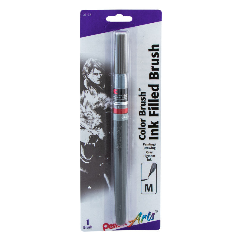 Color Brush with Pigment Ink, Medium Tip, Gray, 1-Pack
