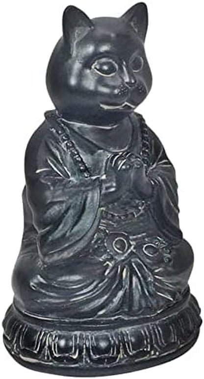 Cat Statue Kitten Cute Pet Yoga Zen Pose Dhyana Mudra Buddha Sculptures Collectible Vintage Figurines 6 Inch