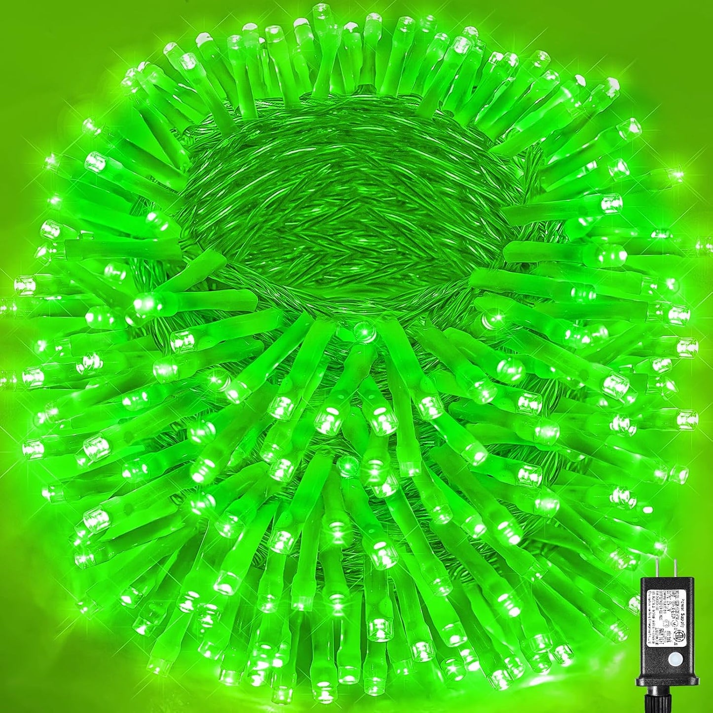 500 LED Green Lights Outdoor, 165Ft Green Halloweem String Lights Indoor Clear Wire 8 Modes Waterproof Plug in Green Christmas Lights with Timer Memory for Room Tree Party Decorations