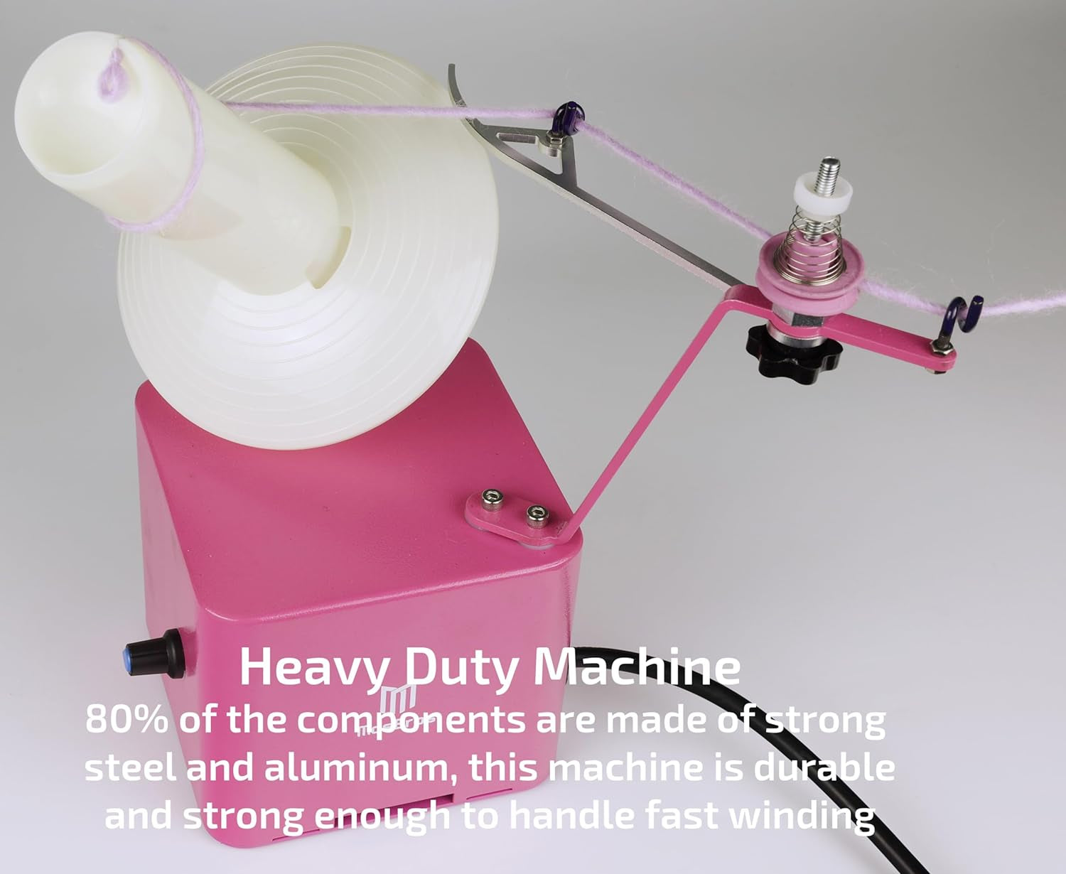 Electric Jumbo Yarn Winder Heavy Duty Yarn Winder with Precise Yarn Guide Arm Wind up to 450 Grams 15 Oz (Pink)