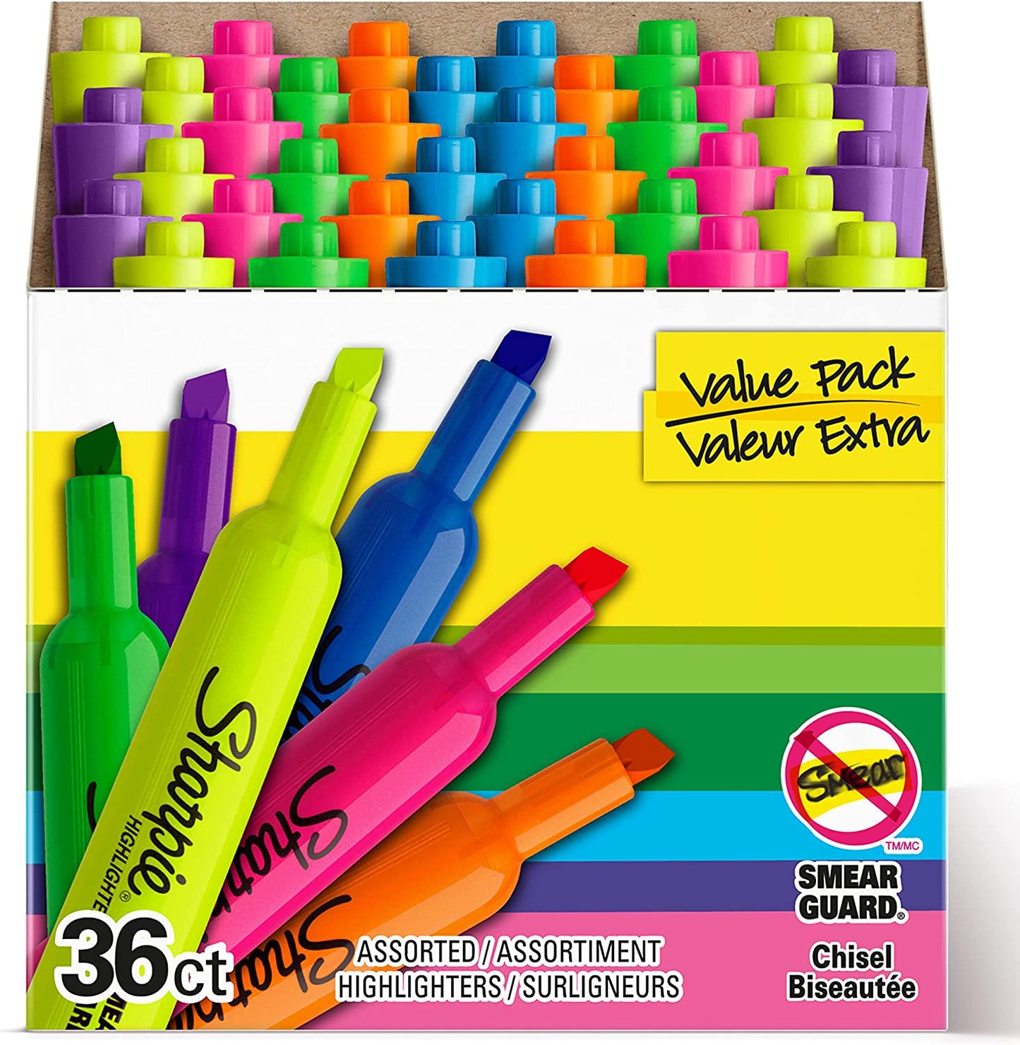 Tank Highlighters, Chisel Tip, Assorted Color Highlighters, Value Pack, 36 Count