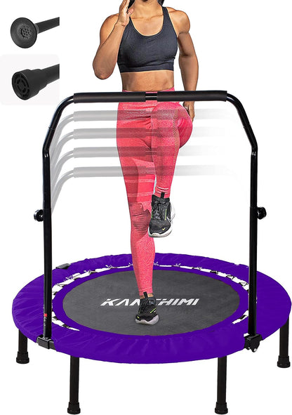 40" Folding Mini Fitness Indoor Exercise Workout Rebounder Trampoline with Handle, Max Load 330Lbs