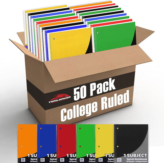 Bulk Notebooks 50 Pack - One Subject Notebooks College Ruled Bulk Notebooks for Kids, School, Journaling, Note Taking, Students, or Work