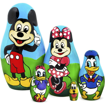 Matryoshka Babushka Russian Nesting Wooden Doll Cartoon Mickey Mouse Minnie