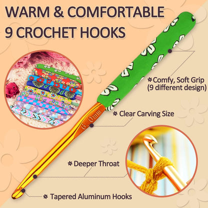 Warm Crochet Hooks for Grandmother, Art Aluminum Soft Grip Crochet Needles for Crocheting, Knitting Hook for Crochet Yarn Craft - Premium Knitting & Crochet Supplies