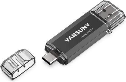 128GB Type C Flash Drive 2 in 1 OTG USB 3.0 + USB C Memory Stick with Keychain Dual Thumb Photo Stick Jump Drive for Android Smartphone, Computers, Macbook, Tablets, PC