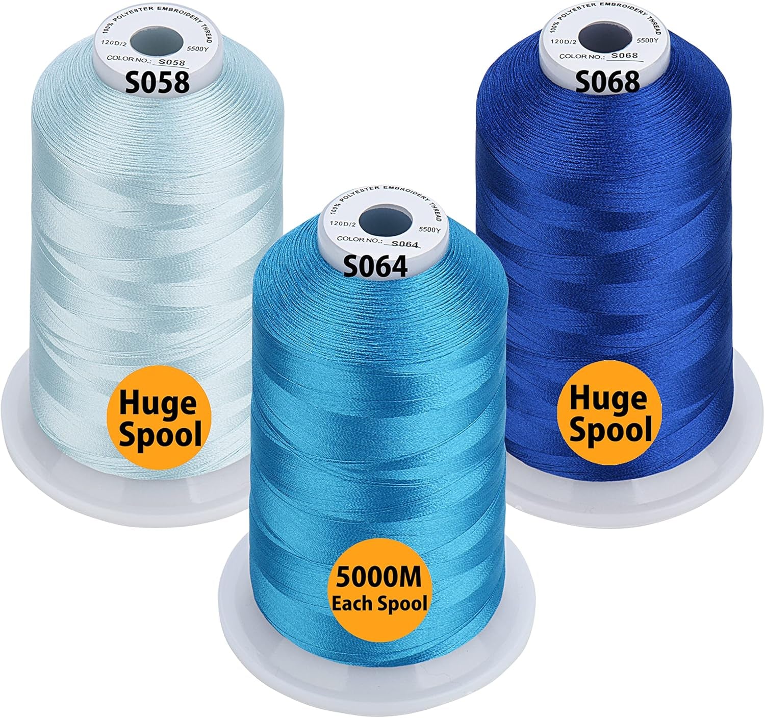 - 33 Selections - Various Assorted Color Packs of Polyester Embroidery Machine Thread Huge Spool 5500Y for All Purpose Sewing Embroidery Machines - #900 Black