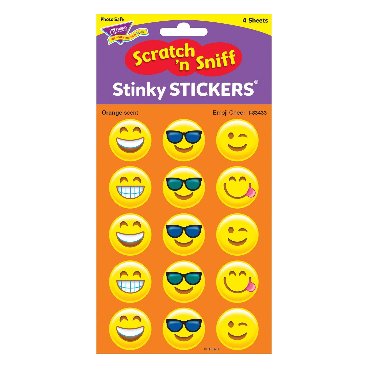 Emotion Icon Cheer/Orange Stinky Stickers®, 60 Per Pack, 6 Packs - Loomini