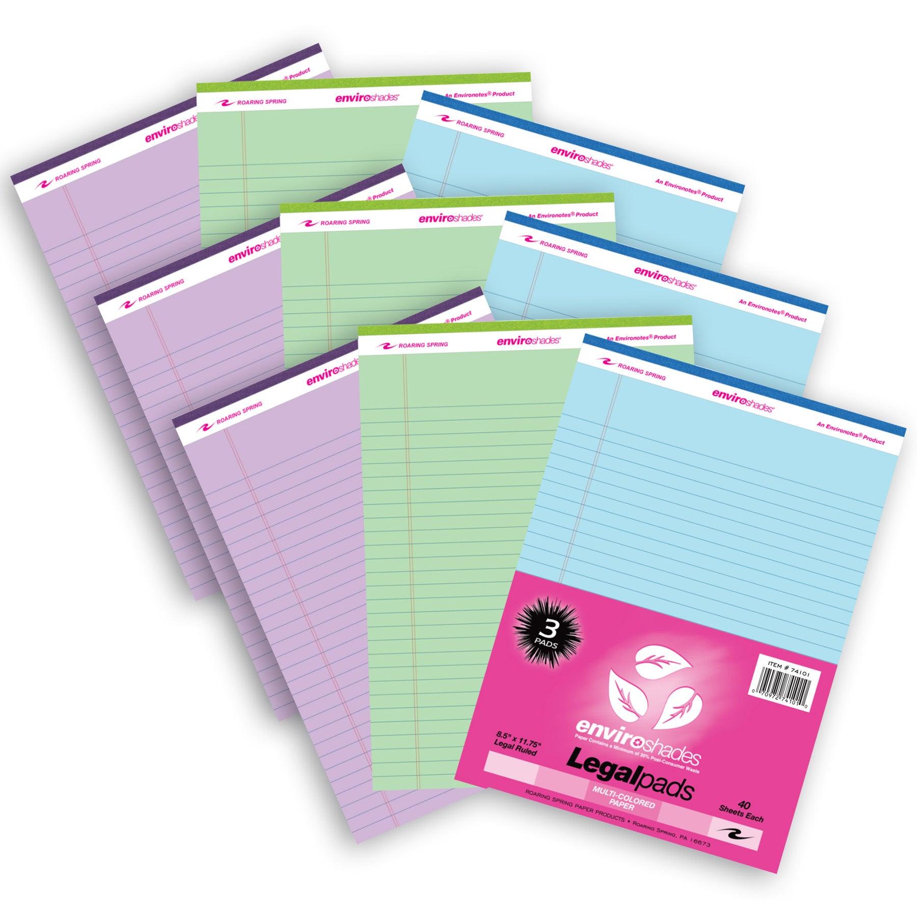 Enviroshades Legal Pad, Standard, Assorted Colors, 3 Per Pack, 3 Packs - Loomini