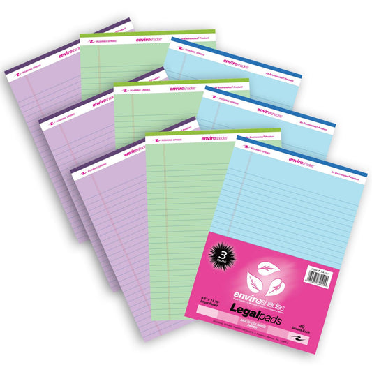 Enviroshades Legal Pad, Standard, Assorted Colors, 3 Per Pack, 3 Packs - Loomini