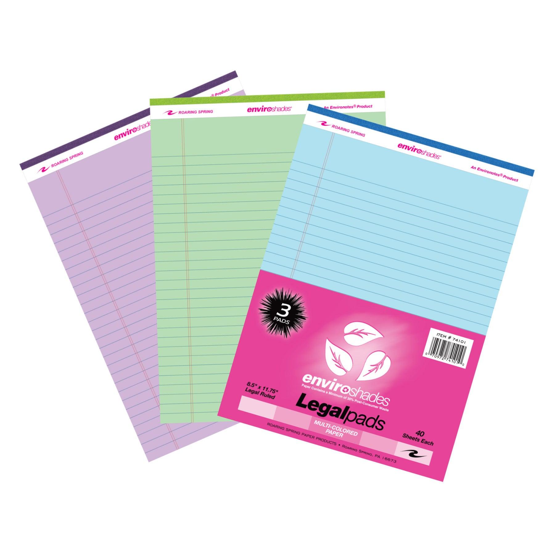 Enviroshades Legal Pad, Standard, Assorted Colors, 3 Per Pack, 3 Packs - Loomini