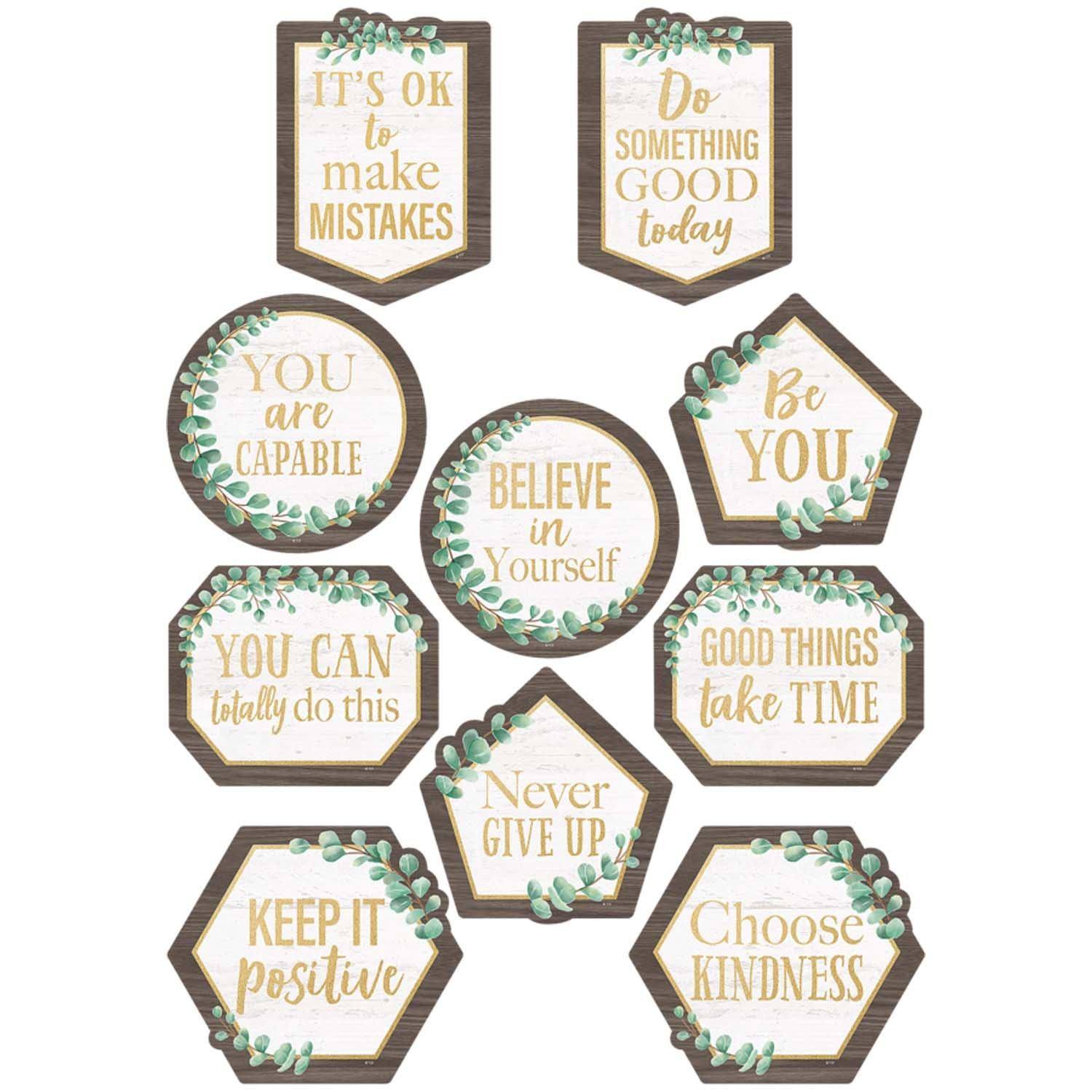 Eucalyptus Positive Sayings Accents, 30 Per Pack, 3 Packs - Loomini