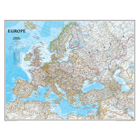 Europe Wall Map, 34" Width, 24" Length - Loomini