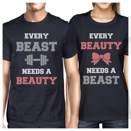 Every Beast Beauty Matching Couple Gift Shirts Navy Hubby and Wife - Loomini