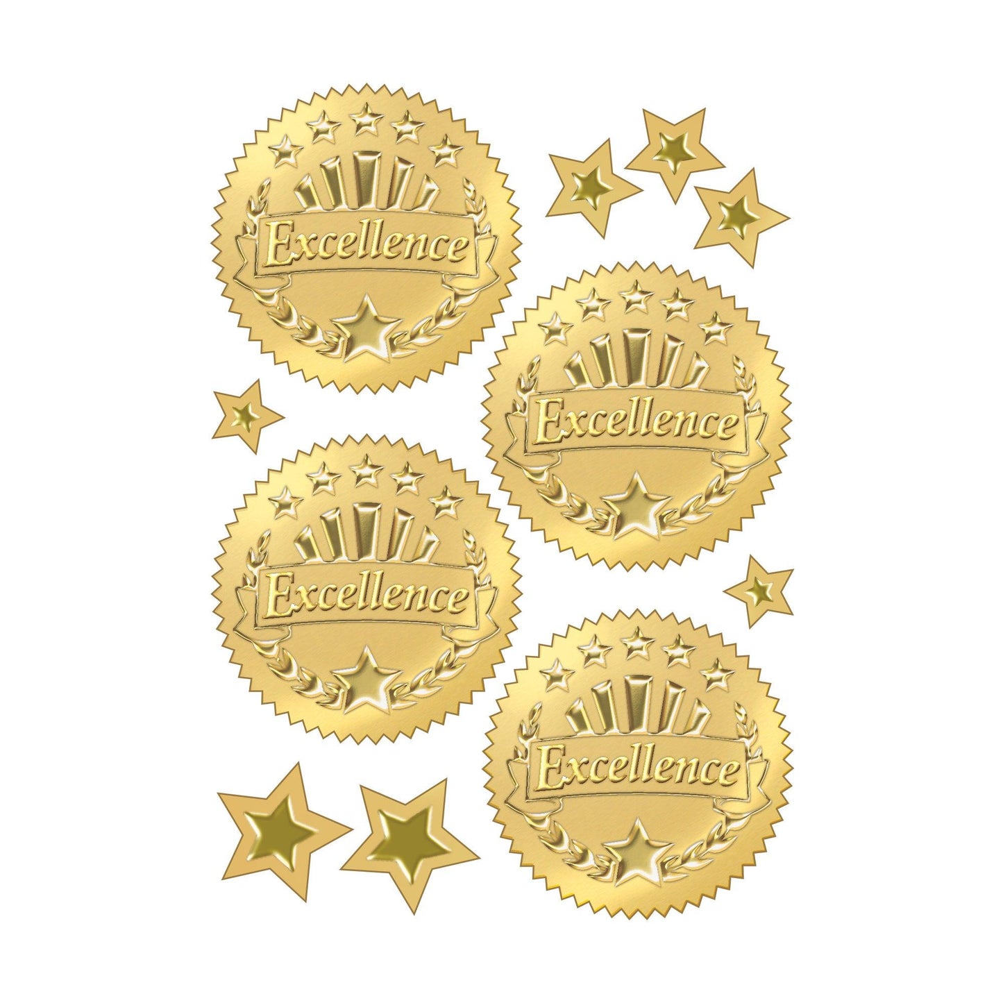 Excellence (Gold) Award Seals Stickers, 32 Per Pack, 6 Packs - Loomini