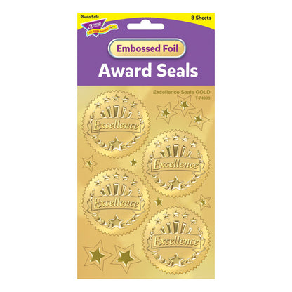 Excellence (Gold) Award Seals Stickers, 32 Per Pack, 6 Packs - Loomini