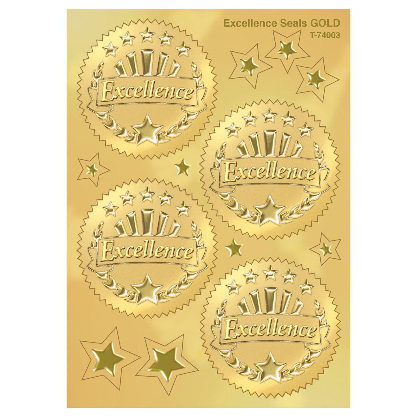 Excellence (Gold) Award Seals Stickers, 32 Per Pack, 6 Packs - Loomini