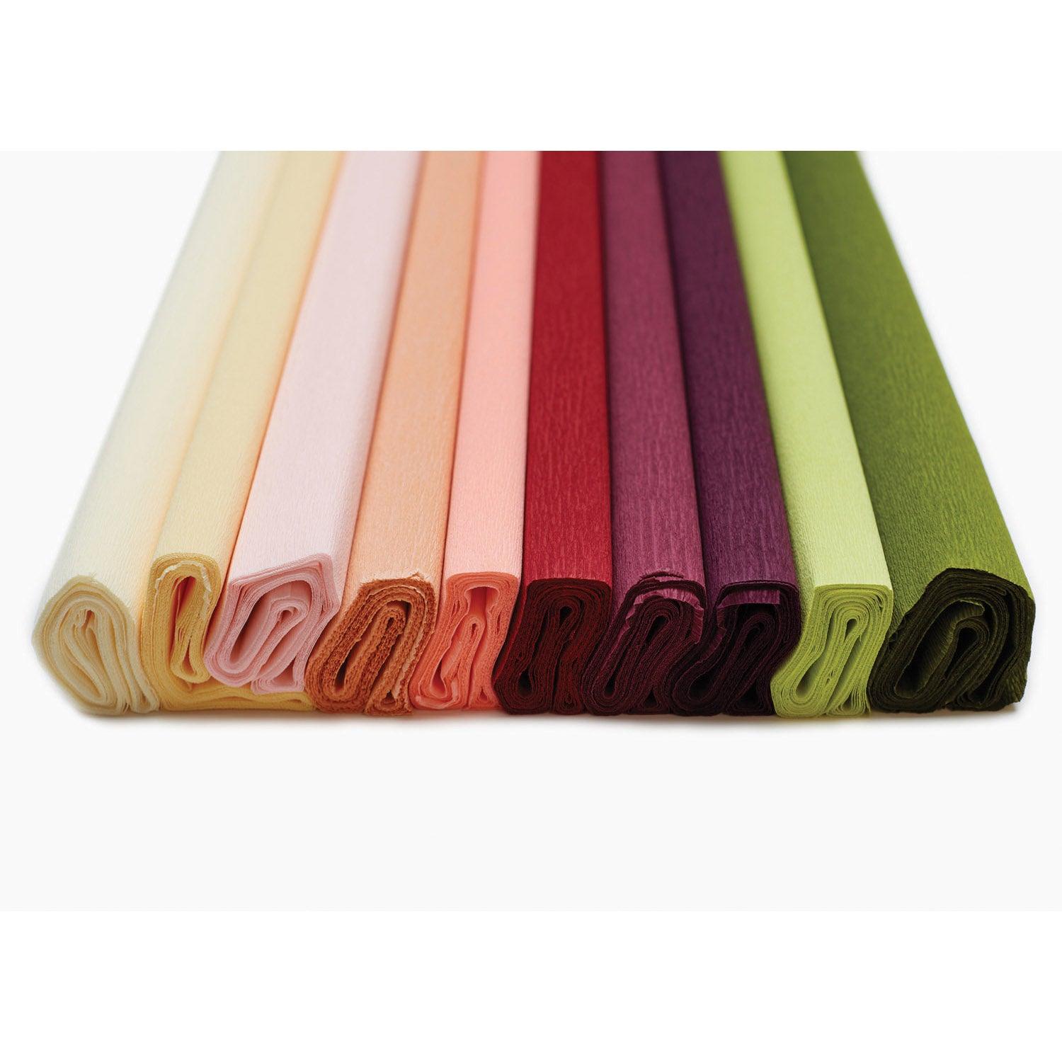 Extra Fine Crepe Paper, 10 Assorted Colors, 10.7 sq. ft - Loomini