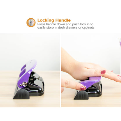 EZ Squeeze™ 3-Hole Punch, 12 Sheets, Purple - Loomini