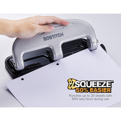 EZ Squeeze™ 3-Hole Punch, 20 Sheets, Silver/Black - Loomini