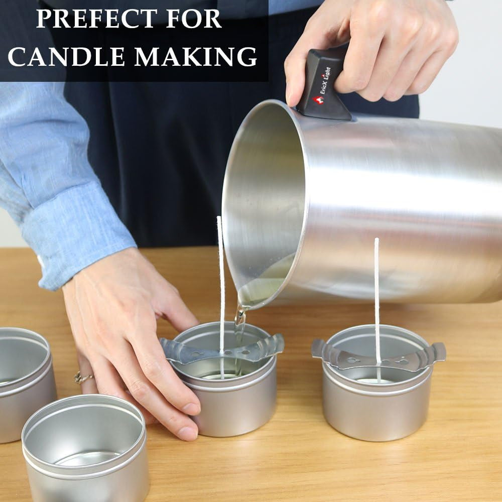 Candle Making Pouring Pot, 4 Pounds, Dripless Pouring Spout & Heat-Resisting Handle Designed Wax Melting Pot, Aluminum Construction Candle Making Pitcher
