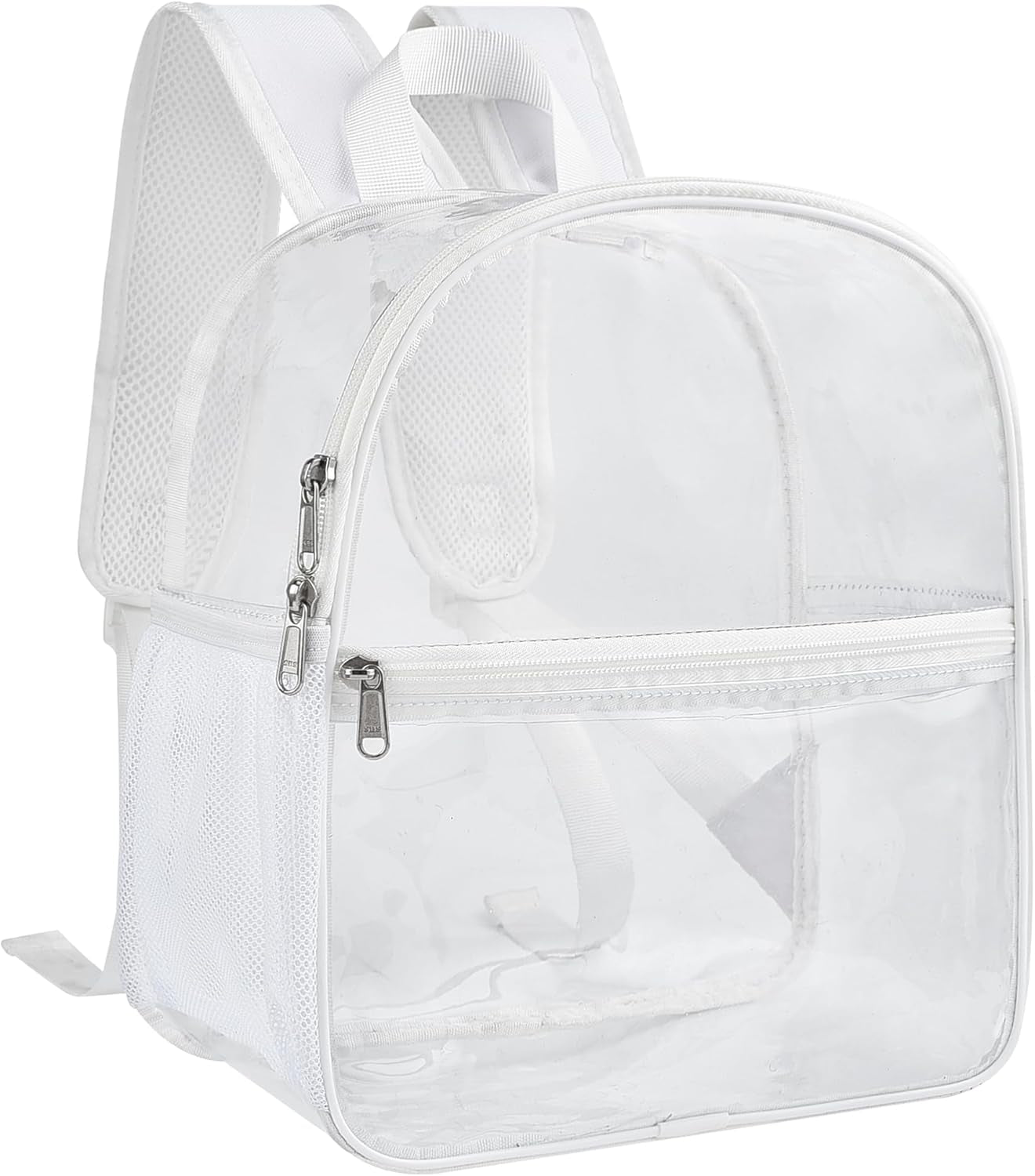 Clear Backpack Stadium Approved 12×12×6 with Reinforced and Wider Shoulder Straps, Small Clear Bag for Schools, Concerts, Work, Festivals and Sporting Events - Black