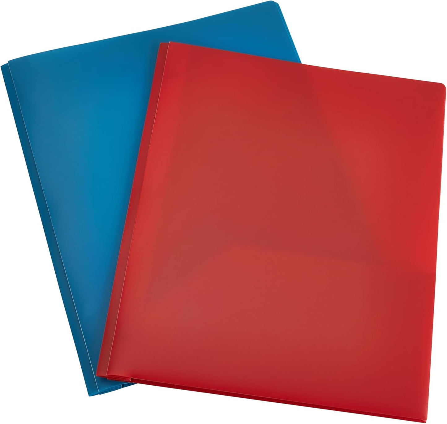 Heavy Duty Plastic Folders with 2 Pockets for Letter Size Paper, Red and Blue, 2-Pack