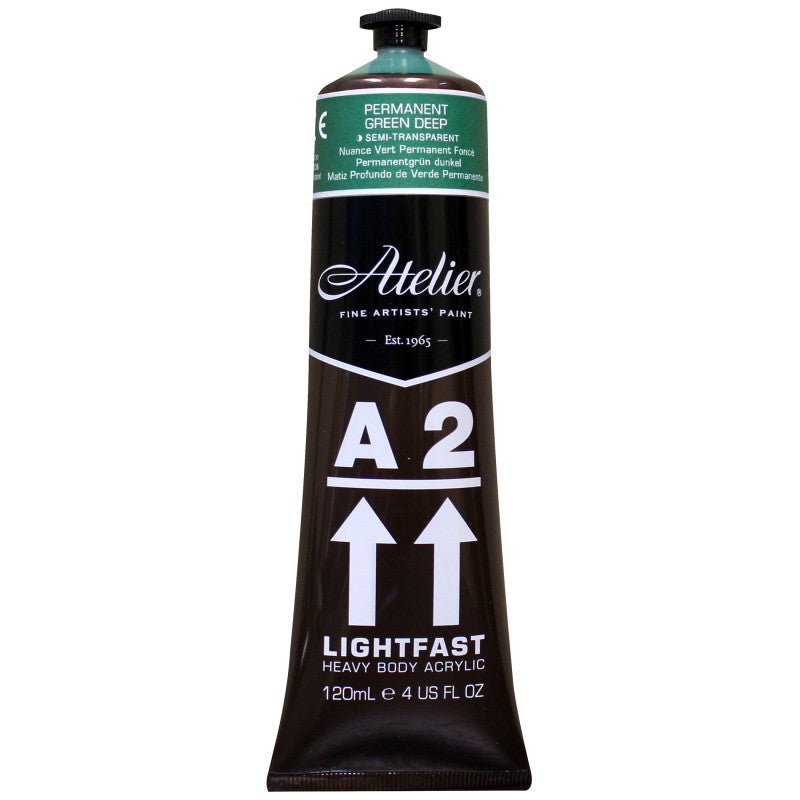 A2 Heavy Body Lightfast Artist Acrylic, 4 oz., Permanent Green Deep Hue