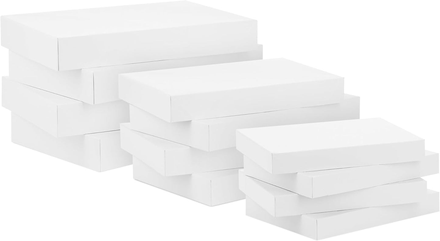 White Gift Boxes, Assorted Sizes (12 Boxes with Lids: 4 Small 11", 4 Medium 14", 4 Large 16") for Birthdays, Mother'S Day, Baby Showers and More