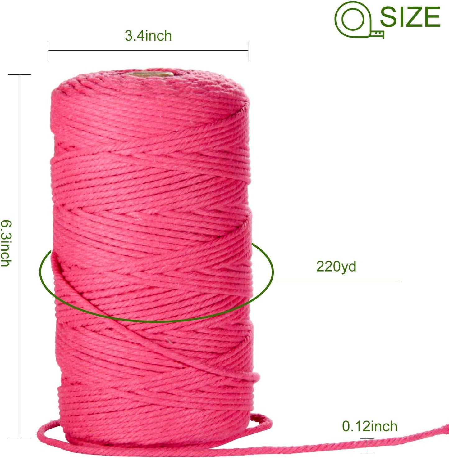 Macrame Cord,  3Mm X 220 Yards (About 200M) Cotton Rope,100% Natural Cotton Macrame Rope for Wall Hanging, Plant Hangers, DIY Crafts Knitting, Christmas Wedding Decorative Projects (Rose Red)