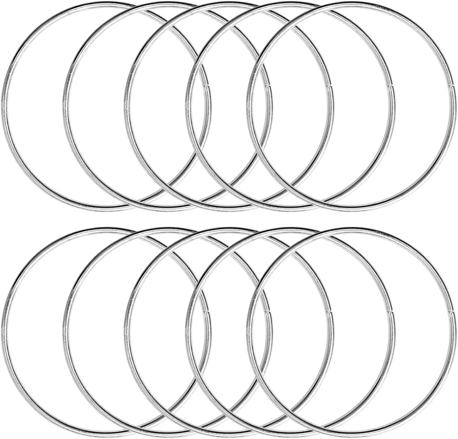 10 Pcs 6 Inch Metal Rings for Craft Silver Hoops Floral Macrame Hoops Rings for DIY Crafts Macrame Dream Catchers Supplies(Silver,6 Inch)