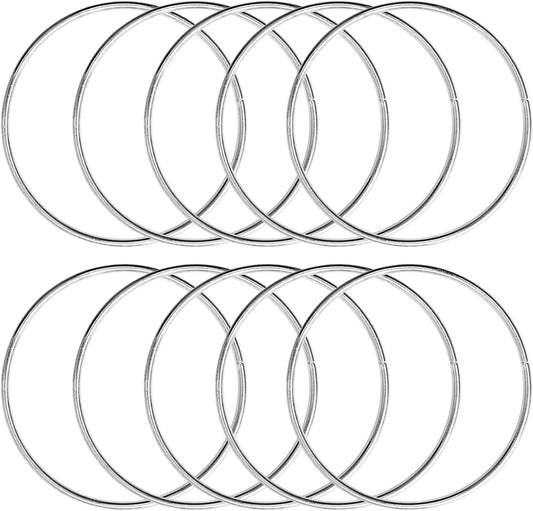 10 Pcs 6 Inch Metal Rings for Craft Silver Hoops Floral Macrame Hoops Rings for DIY Crafts Macrame Dream Catchers Supplies(Silver,6 Inch)