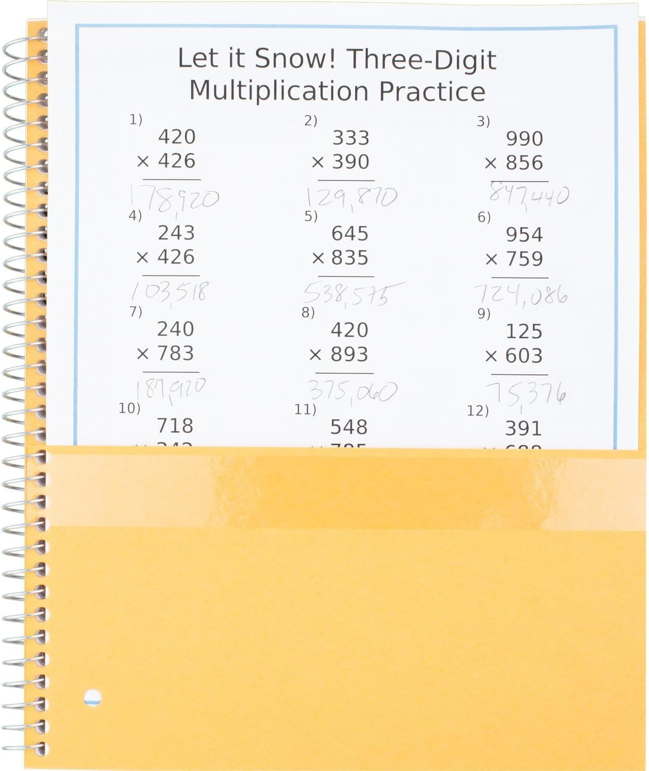 Spiral Notebook, 1 Subject, Wide Ruled Paper, 10-1/2" X 8", 100 Sheets, Assorted Colors, Color Will Vary, Office Product , 1 Count (05200)