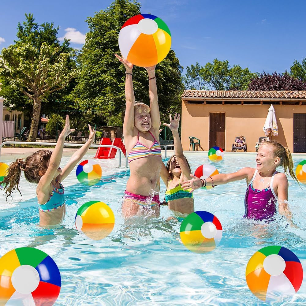 12"/20" Summer Inflatable Beach Balls Bulk Rainbow Swimming Pool Water Games Toys for Kids Summer Party Supplies Decorations