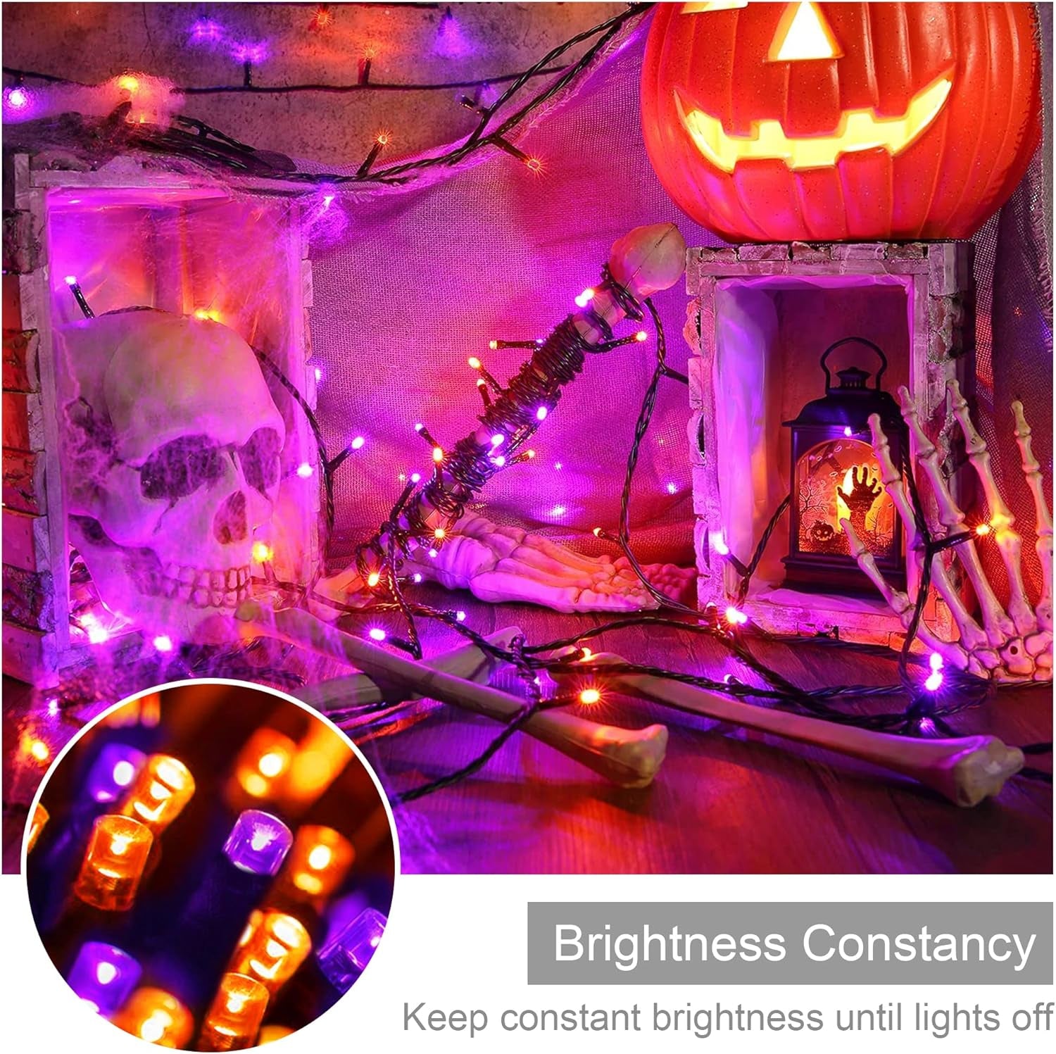 300 LED Purple Halloween Lights, 99FT Connectable 8 Lighting Modes Plug in Fairy Lights, Waterproof for Outdoor, Halloween Christmas Wedding Party Garden Decorations (Purple