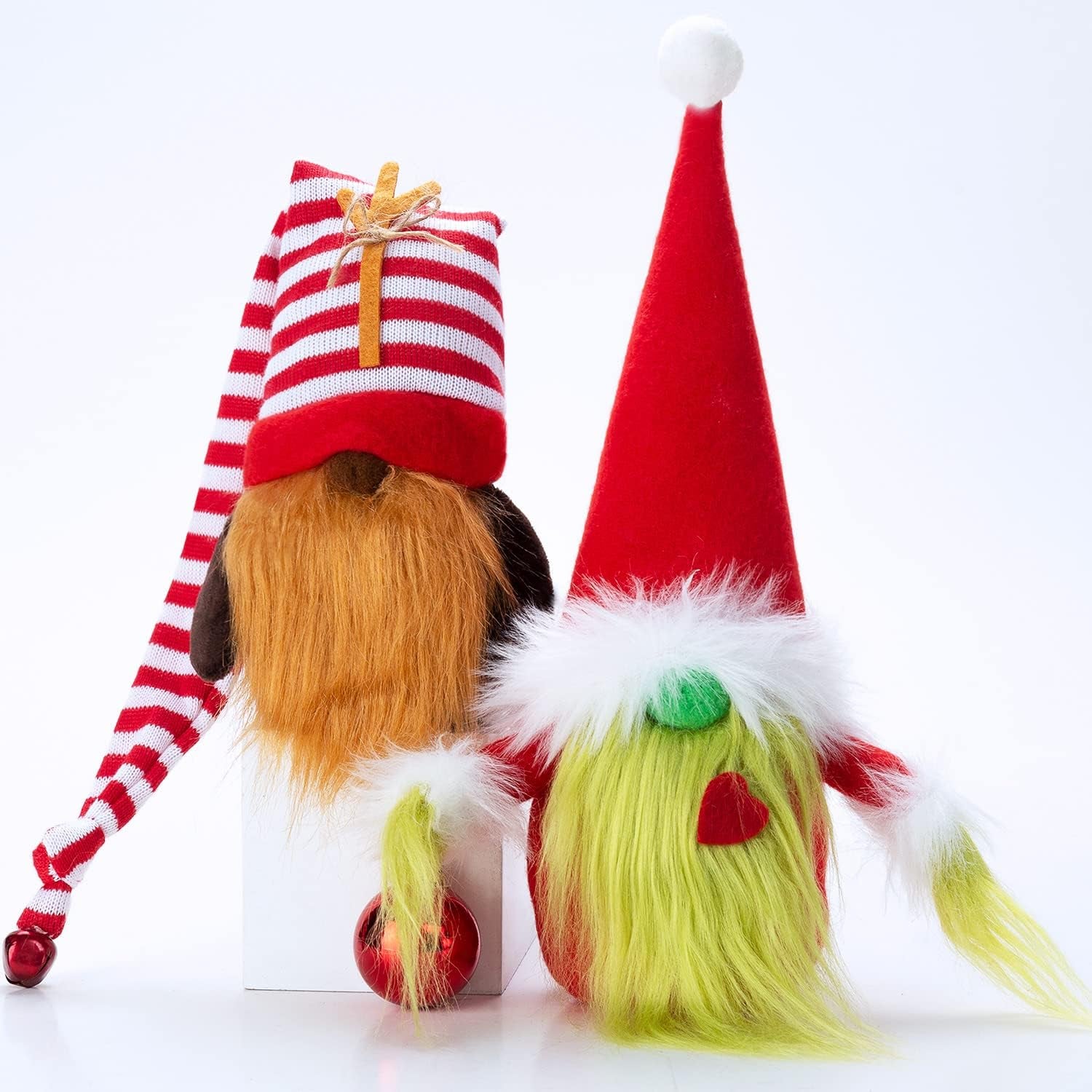 Christmas Gnomes Decorations 2-Pack Handmade Swedish Tomte Plush Gnomes Scandinavian Santa Elf Christmas Table Tiered Tray Ornament Christmas Decor Gifts