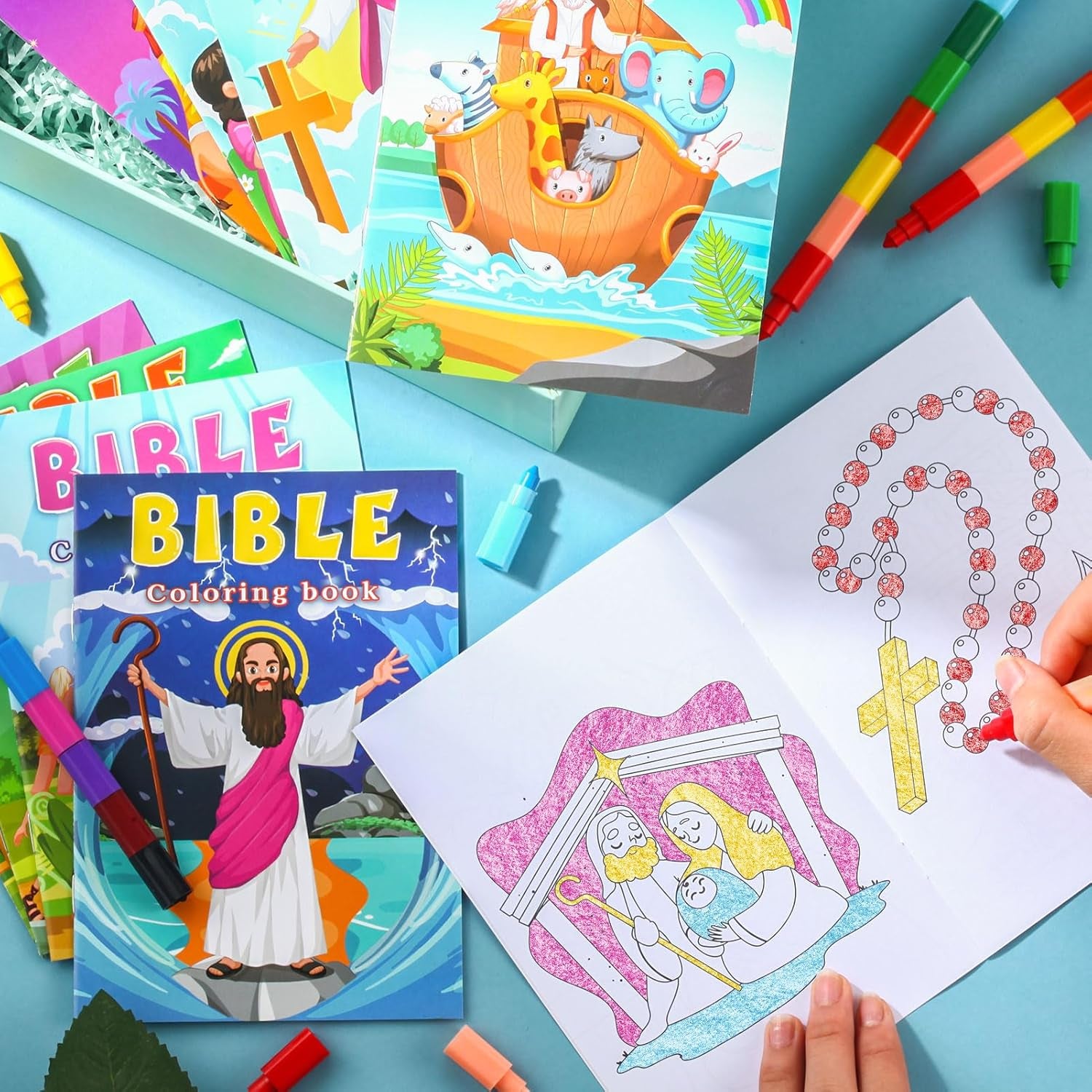 24 Pcs Christian Mini Coloring Books Kids Bible Verse Religious Party Favors Small Activity Books Bulk for Kids Operation Christmas Child Sunday School Goodie Bags Stuffers Gifts Travel