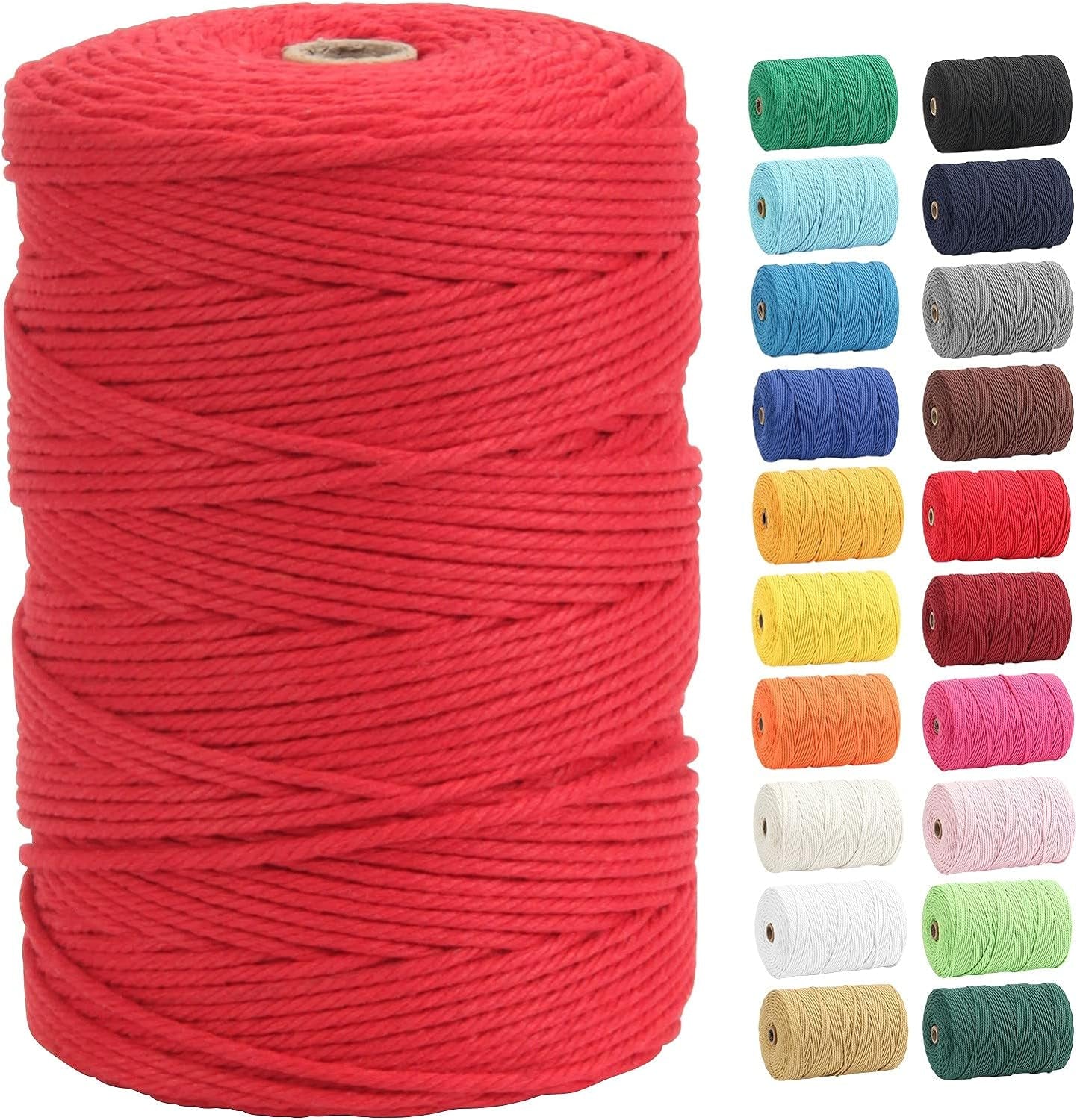 Macrame Cord,  100% Natural Cotton Rope 3Mm X 328 Yards 4 Strand Twisted Macrame Rope Cotton Twine String for DIY Crafts Knitting Dream Catcher Plant Hanger Wedding Decor