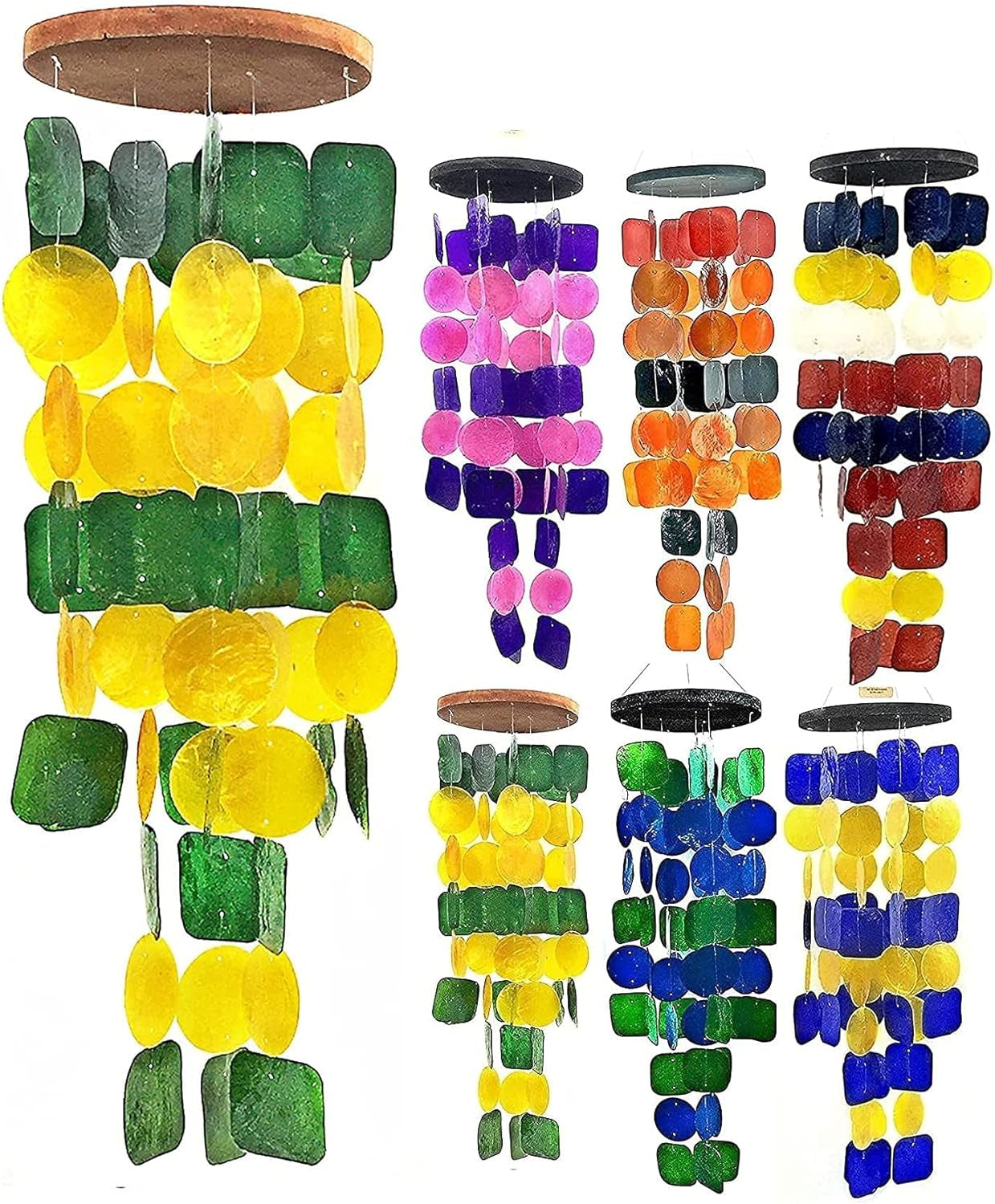 24898 Capiz Wind Chimes Sea Glass Shells Large 27 Inch outside Windchimes Home Decor Outdoor Garden Patio Yard Lawn Unique Gifts for Mom Grandma Woman Sympathy Memorial Remembrance