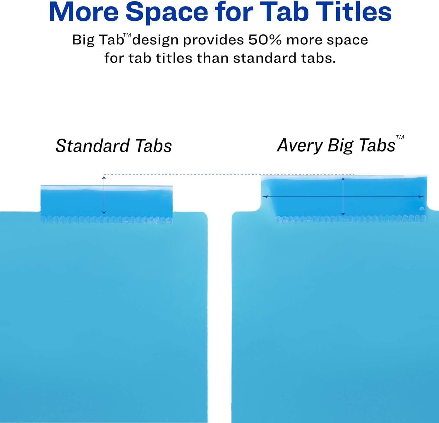Big Tab Insertable Plastic 2 Pocket Dividers for 3 Ring Binders, 8 Tab Set, Bright Two-Tone Multicolor, Works with Sheet Protectors, 1 Set (11989)