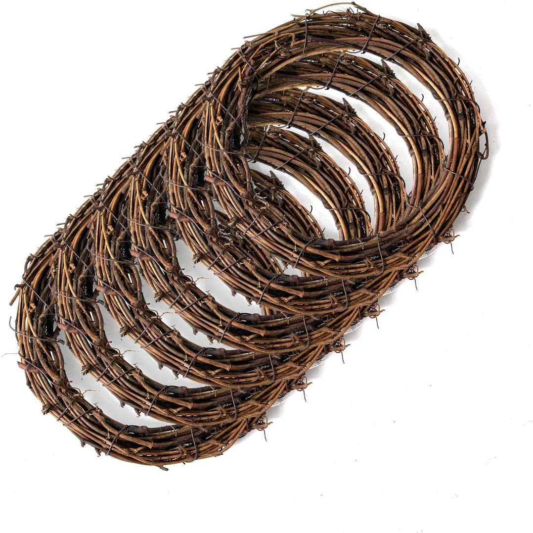 6 Pcs 6 Inch Natural Grapevine Wreaths, Vine Branch Wreath, Rattan Wreath for DIY Christmas Craft, Front Door Wall Hanging, Wedding and Party Decors