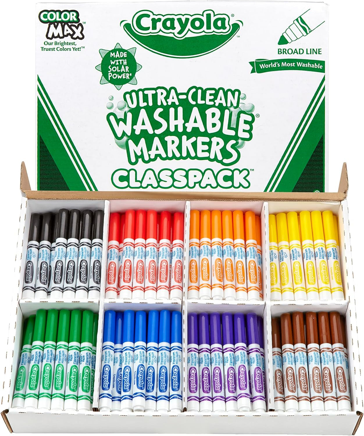 Broad Line Washable Markers - 200Ct (8 Assorted Colors), Kids Bulk Classroom Markers, Back to School Supplies for Teachers, Ages 3+