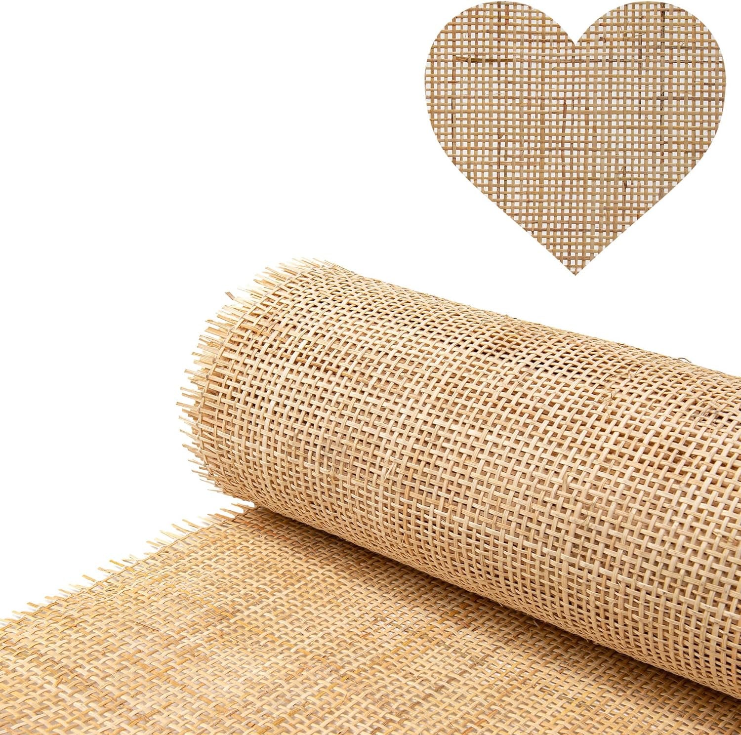 16" Width Natural Square Rattan Cane Webbing Roll 2 Feet Length for Caning Projects | Pre-Woven Radio Mesh Cane Webbing Sheet for Furniture, Chair, Table, Ceiling (2 FEET)